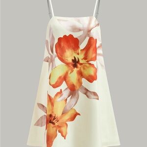 Commense Floral Mini Dress in Orange and Cream NWT Size M
